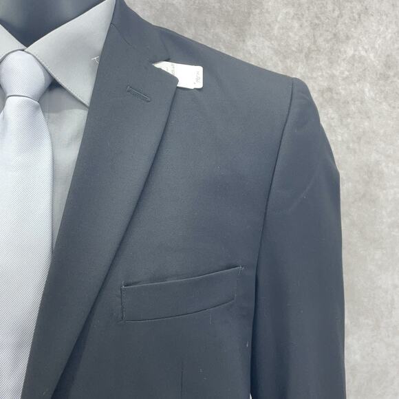 Jos A Bank Travelers Collection Mens 42XL Slim Fit Black Suit Jacket Blazer Wool - Picture 2 of 10